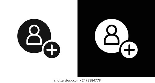 Conjunto de símbolos de línea plana de icono de adición de usuario.