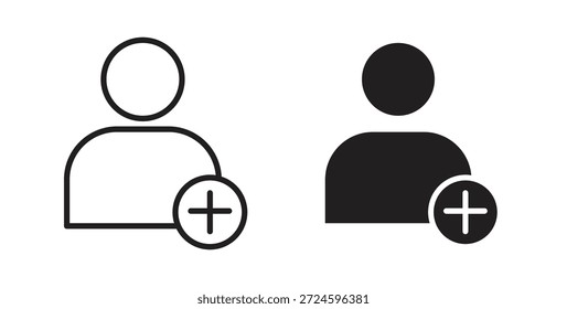 Benutzer hinzufügen Symbol Glyphe und Linie Satz dünne Linie Symbol Konzept.