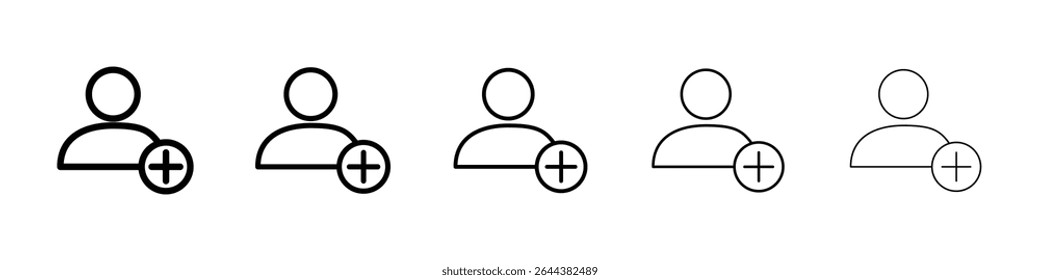 Usuário adicionar ícone conjunto de gráficos. estilo de linha de traçado moderno
