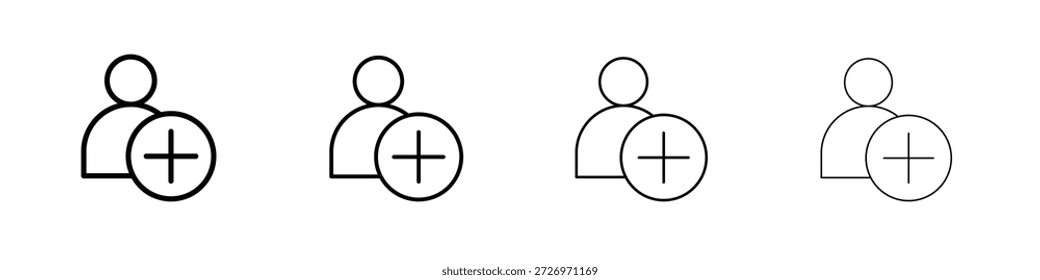 Icono de adición de usuario en estilo de línea de trazo moderno. Vector 10 eps