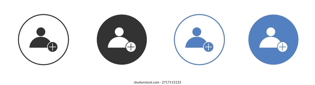 Conjunto de pictogramas de icono de adición de usuario. Diseños de iconos de Vector
