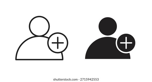 Icono de adición de usuario en formato de Vector moderno simple. Paquete de iconos EPS