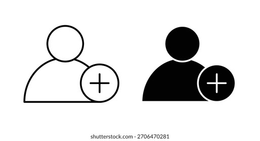 Icono de adición de usuario para Sitios web y diseño plano minimalista móvil.