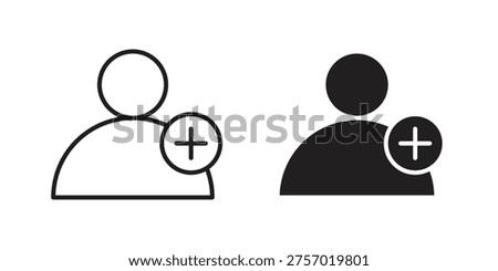 User add icons on white background - editable stroke vector illustration for web and mobile
