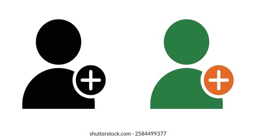 User add icons pack in black and colored version