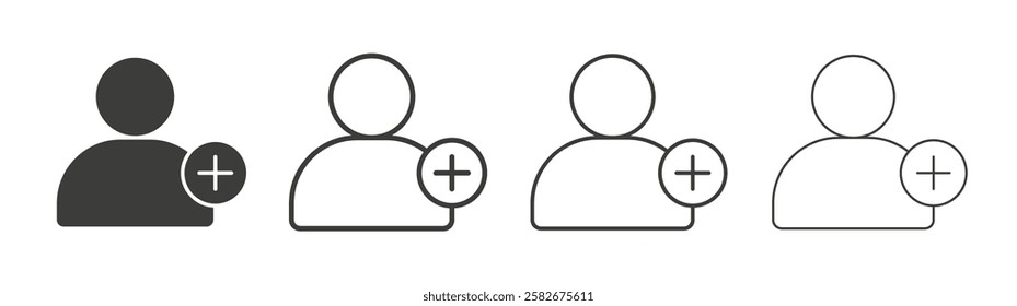 User add icons set vectors graphic designs