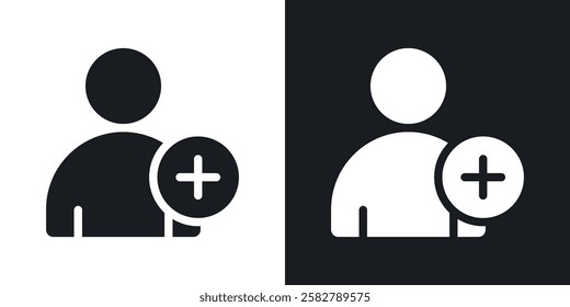User add icons set vectors black and colored style