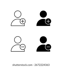 User Add and User Remove Icon Collection in Line and Solid Style