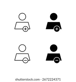 User Add and User Remove Icon Collection in Line and Solid Style