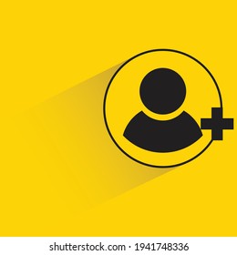 user and add symbol with shadow on yellow background