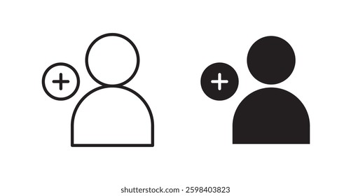 User add vector icon set in black color.