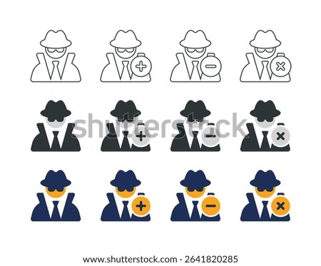 User Admin Icons Set (3 styles - colored, outline, solid)