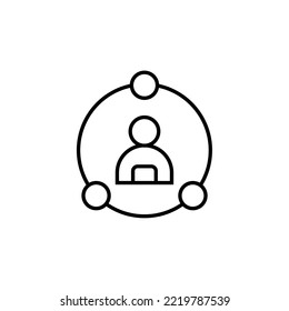 User Affiliated Symbol Umriss Stil Design. Benutzerfreundliche Vektorgrafik. einzeln auf weißem Hintergrund.