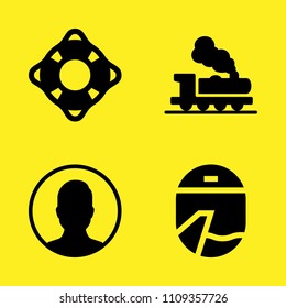 user, airplane, lifeguard and train vector icon set. Sample icons set for web and graphic design