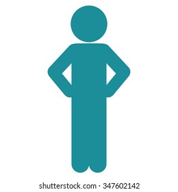 User Akimbo vector icon. Style is flat symbol, soft blue color, rounded angles, white background.