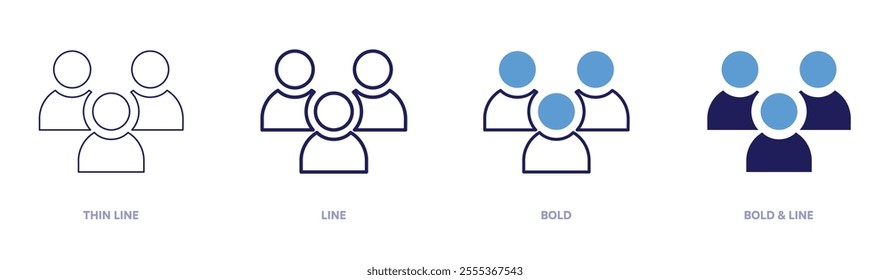 User analytics icon in 4 different styles. Thin Line, Line, Bold, and Bold Line. Duotone style. Editable stroke.