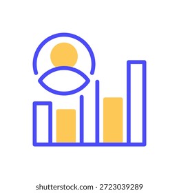 Benutzeranalysezeilensymbol, Umrisssymbol für Verhaltensüberwachung, Insight Profiling, Consumer Measurement, Activity Monitoring und Persona Research. Vektorsymbol.