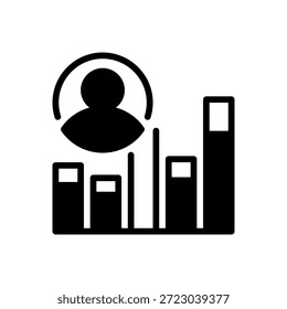 Benutzeranalysezeilensymbol, Umrisssymbol für Verhaltensüberwachung, Insight Profiling, Consumer Measurement, Activity Monitoring und Persona Research. Vektorsymbol.