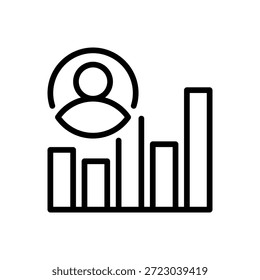Benutzeranalysezeilensymbol, Umrisssymbol für Verhaltensüberwachung, Insight Profiling, Consumer Measurement, Activity Monitoring und Persona Research. Vektorsymbol.