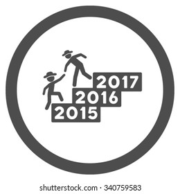 User Annual Help vector icon. Style is flat circled symbol, gray color, rounded angles, white background.