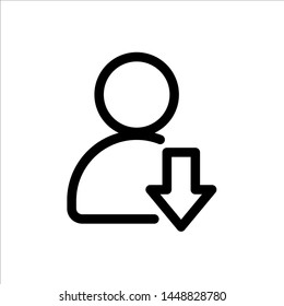 
user with arrow down icon. symbol of business people with trendy flat style icon for web site design, logo, app, UI isolated on white background. vector illustration eps 10