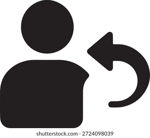 Usuário com ícone de seta representando logout, conta de saída, logout ou ação do usuário.