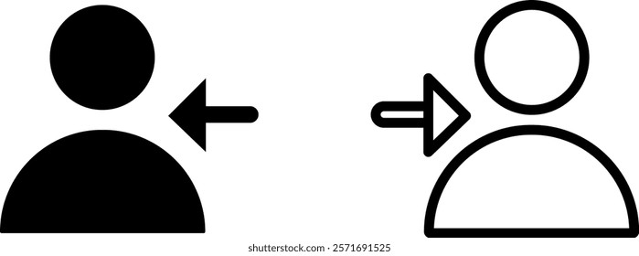 "User with Arrow Icon Set – Directional Vector Graphics"