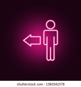 user arrow to left neon icon. Elements of online and web set. Simple icon for websites, web design, mobile app, info graphics