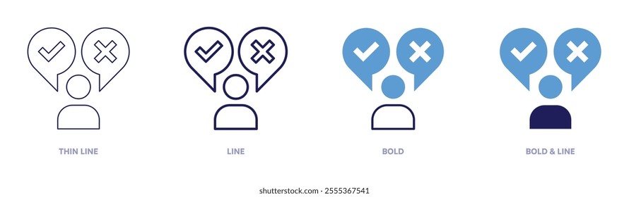 User assistance icon in 4 different styles. Thin Line, Line, Bold, and Bold Line. Duotone style. Editable stroke.