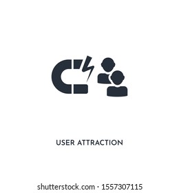 user attraction base icon. simple element illustration. isolated trendy filled user attraction base icon on white background. can be used for web, mobile, ui.