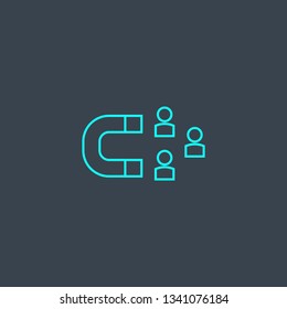 user attraction concept blue line icon. Simple thin element on dark background. user attraction concept outline symbol design. Can be used for web and mobile UI/UX