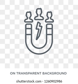 user attraction icon. Trendy flat vector user attraction icon on transparent background from General collection. High quality filled user attraction symbol use for web and mobile