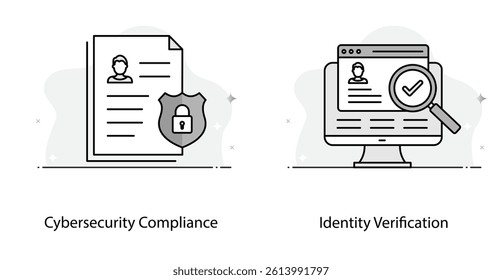 User Authentication Identity Control Cyber Compliance Icon Vector Pack