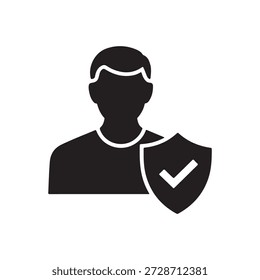Ícone de silhueta de autenticação de usuário e verificação de identidade para segurança