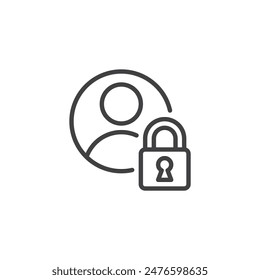 User Authentication line icon. linear style sign for mobile concept and web design. User with a lock outline vector icon. Symbol, logo illustration. Vector graphics