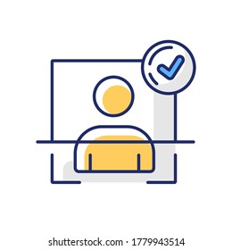 User authentication RGB color icon. Internet safety, cybersecurity. User personal data protection. Identity verification process. Isolated vector illustration