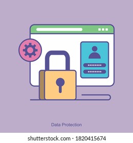 El signo de autenticación de usuario en la página web con el gráfico de candado representa la protección de datos. Ilustración del vector
