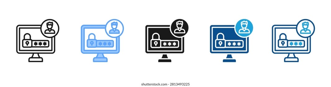 User Authentication web icon with multiple style collection