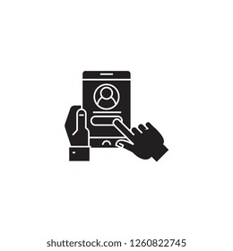 User authorization black vector concept icon. User authorization flat illustration, sign