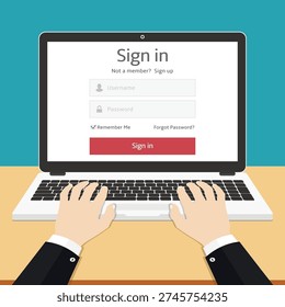 User authorization on web browser window on computer.