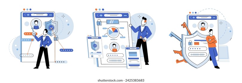 User authorization. Vector illustration. User accounts require secure authentication to prevent unauthorized access Security measures ensure protection user data and privacy The user authorization