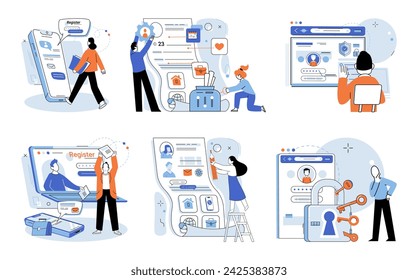 User authorization. Vector illustration. User authentication methods ensure legitimacy access requests Data protection measures are essential to ensure user privacy Secure connections protect user