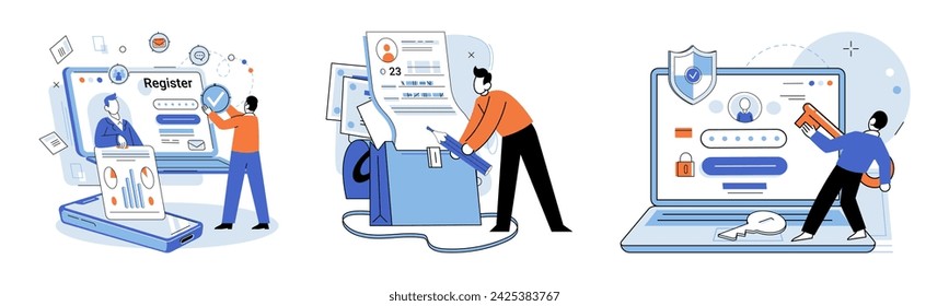 User authorization. Vector illustration. Completing entry form accurately is essential for providing correct information User information should be securely stored to protect privacy on internet