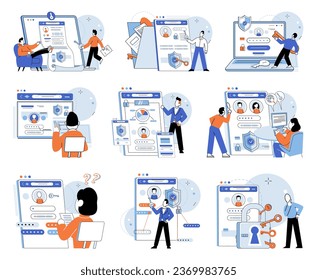 User authorization. Vector illustration. Technology advancements in information technology enhance user security Internet connections should be secure to protect user data during communication