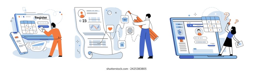 User authorization. Vector illustration. Users need authorization to access their accounts and personal information Authorization ensures secure access to sensitive data and protects user privacy