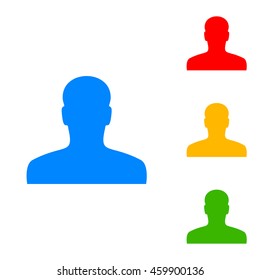 User avatar, anonimus sign illustration. Colorful set of icon - blue, red, yellow, green.