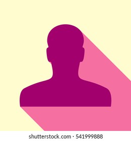 User avatar, anonimus sign illustration. Flirt color icon with cyclamen flat style shadow path on cream background.