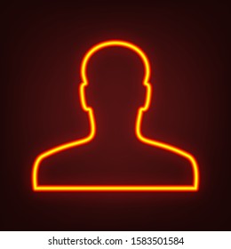 User avatar, anonymous sign illustration. Yellow, orange, red neon icon at dark reddish background. Illumination. Illustration.