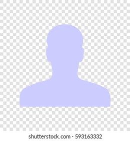 User avatar, anonymous sign illustration. Vector. Periwinkle icon on transparent background.