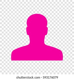 User avatar, anonymous sign illustration. Vector. Magenta icon on transparent background.